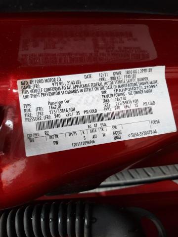 Photo 10 from auction – 2012 FORD FOCUS SEL with VIN 1FAHP3M27CL310991