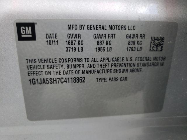 Photo 10 from auction – 2012 CHEVROLET SONIC LS with VIN 1G1JA5SH7C4118862