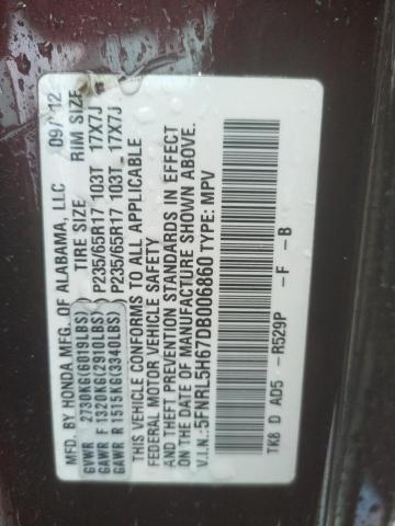 Photo 10 from auction – 2013 HONDA ODYSSEY EX with VIN 5FNRL5H67DB006860