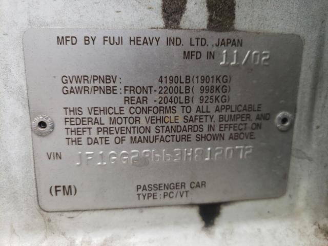 Photo 10 from auction – 2003 SUBARU IMPREZA WR with VIN JF1GG29663H812072
