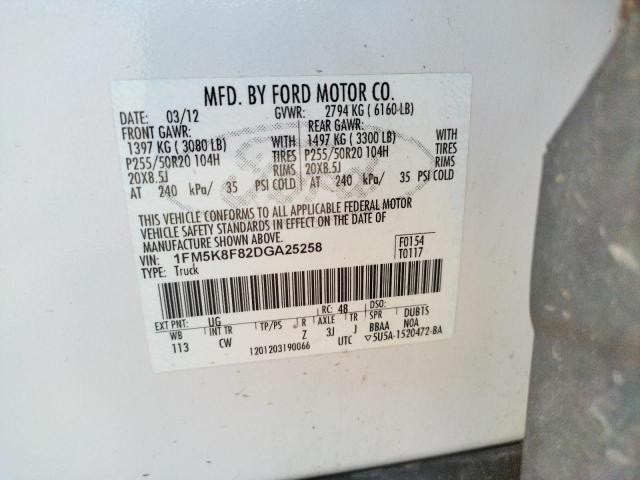 Foto 10 de la subasta – 2013 FORD EXPLORER L con VIN 1FM5K8F82DGA25258