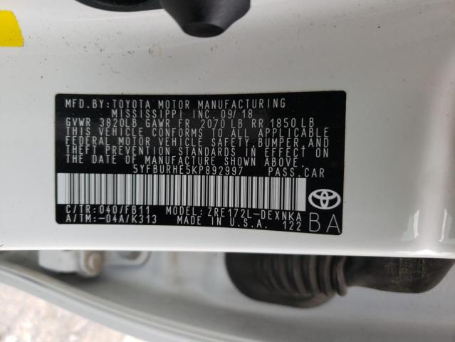Photo 10 from auction – 2019 TOYOTA COROLLA L with VIN 5YFBURHE5KP892997