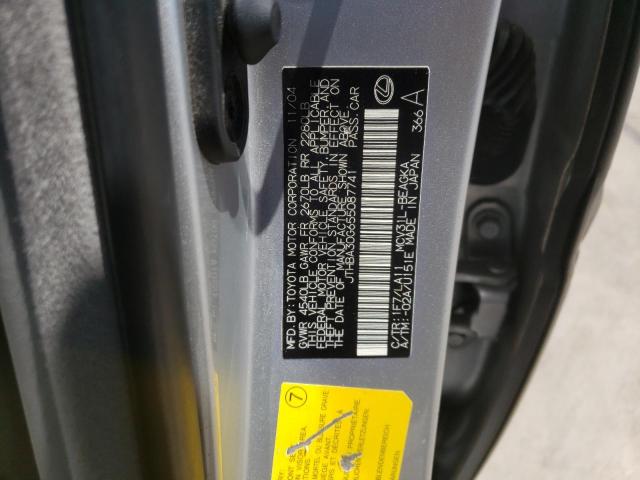 Photo 10 from auction – 2005 LEXUS ES 330 with VIN JTHBA30G655087741