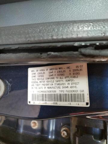 Photo 10 from auction – 2007 HONDA ACCORD SE with VIN 1HGCM66447A087499