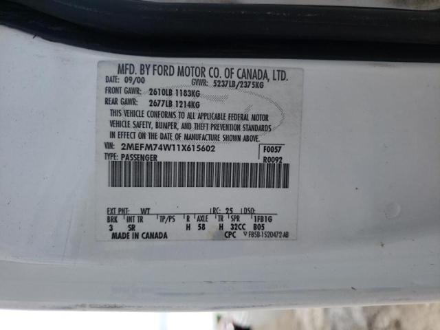 Photo 10 from auction – 2001 MERCURY GRAND MARQ with VIN 2MEFM74W11X615602