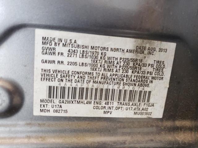Photo 10 from auction – 2014 MITSUBISHI OUTLANDER with VIN 4A4AP3AU1EE007674