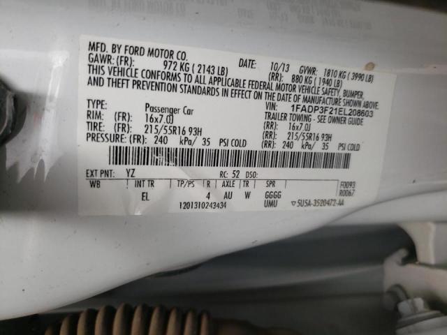 Photo 10 from auction – 2014 FORD FOCUS SE with VIN 1FADP3F21EL208603