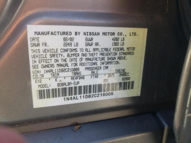 Photo 10 from auction – 2002 NISSAN ALTIMA BAS with VIN 1N4AL11D82C216009