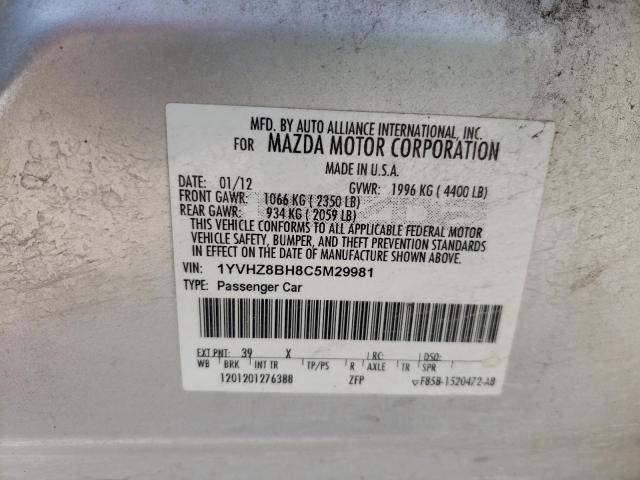 Photo 10 from auction – 2012 MAZDA 6 I with VIN 1YVHZ8BH8C5M29981