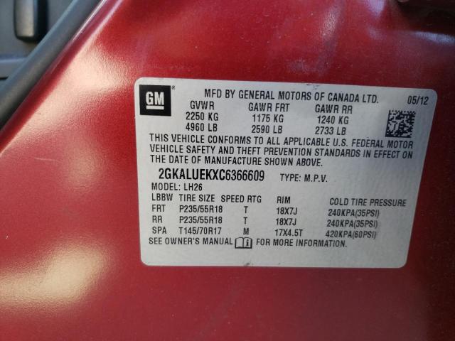 Photo 10 from auction – 2012 GMC TERRAIN SL with VIN 2GKALUEKXC6366609