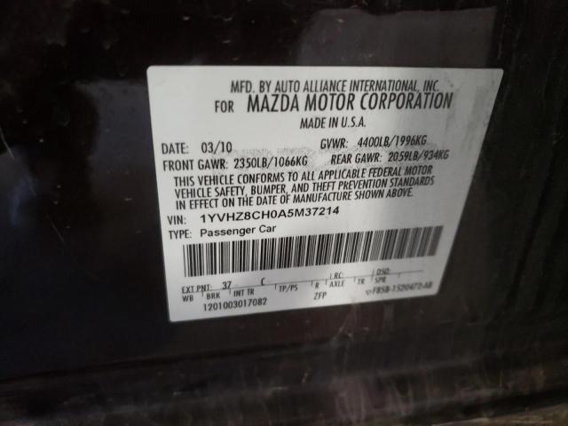 Photo 10 from auction – 2010 MAZDA 6 I with VIN 1YVHZ8CH0A5M37214