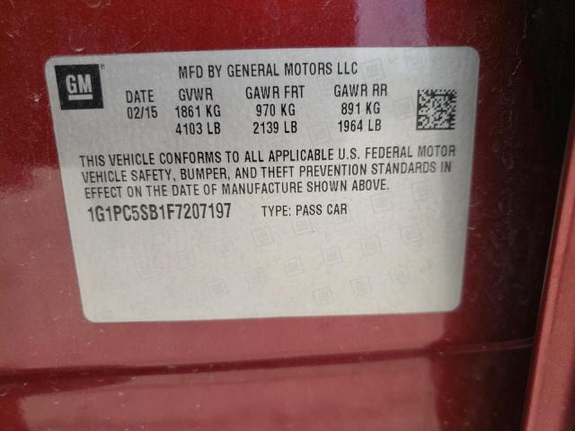 Photo 10 from auction – 2015 CHEVROLET CRUZE LT with VIN 1G1PC5SB1F7207197