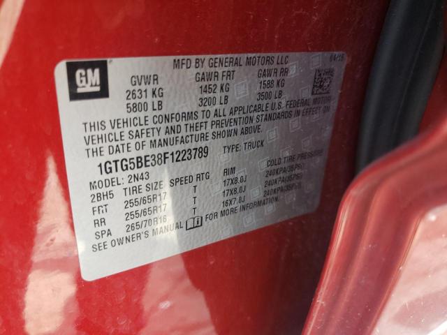 Photo 10 from auction – 2015 GMC CANYON SLE with VIN 1GTG5BE38F1223789