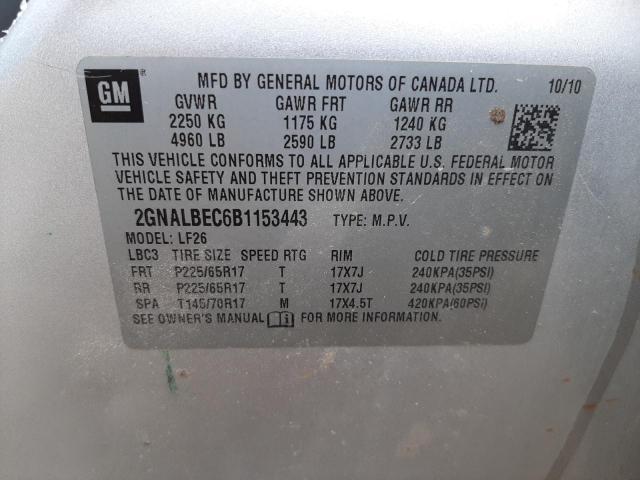 Photo 10 from auction – 2011 CHEVROLET EQUINOX LS with VIN 2GNALBEC6B1153443