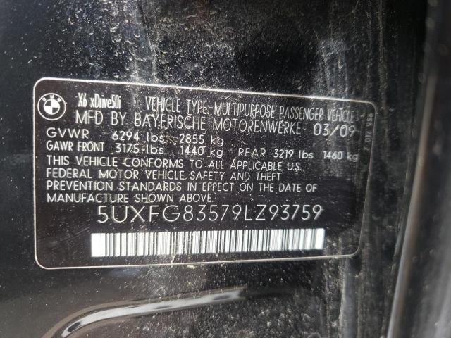 Photo 10 from auction – 2009 BMW X6 with VIN 5UXFG83579LZ93759