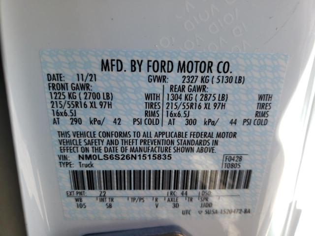 Photo 10 from auction – 2022 FORD TRANSIT CO with VIN NM0LS6S26N1515835