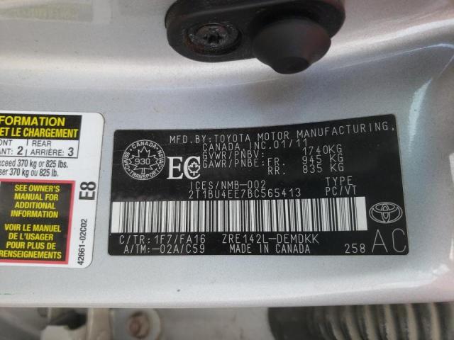 Photo 10 from auction – 2011 TOYOTA COROLLA BA with VIN 2T1BU4EE7BC565413