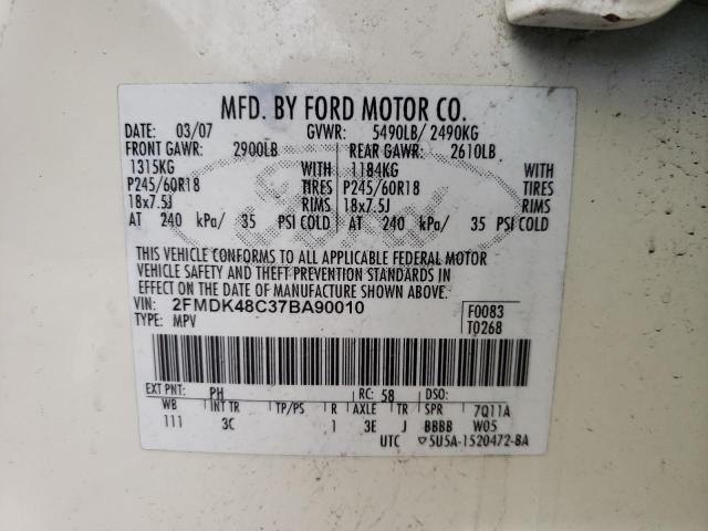 Photo 10 from auction – 2007 FORD EDGE SEL with VIN 2FMDK48C37BA90010