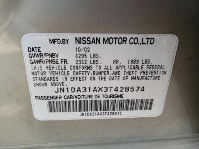 Photo 10 from auction – 2003 NISSAN MAXIMA GLE with VIN JN1DA31AX3T428574