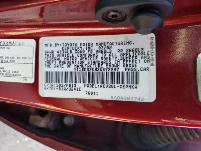 Photo 10 from auction – 2002 TOYOTA CAMRY LE with VIN 4T1BE32K82U572287