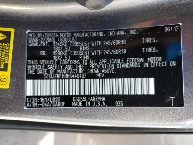 Photo 10 from auction – 2017 TOYOTA HIGHLANDER with VIN 5TDJZRFH8HS440407