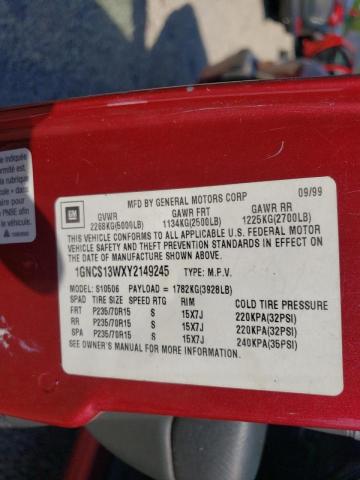 Photo 10 from auction – 2000 CHEVROLET BLAZER with VIN 1GNCS13WXY2149245