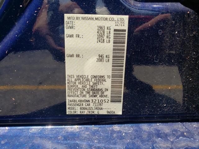 Photo 10 from auction – 2022 NISSAN ALTIMA S with VIN 1N4BL4BV0NN321052