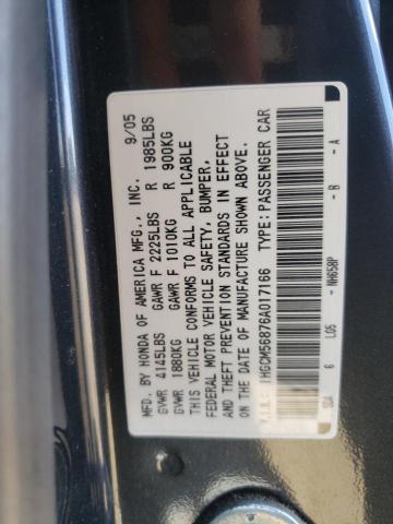 Photo 10 from auction – 2006 HONDA ACCORD EX with VIN 1HGCM56876A017166