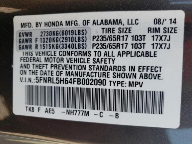 Photo 10 from auction – 2015 HONDA ODYSSEY EX with VIN 5FNRL5H64FB002090