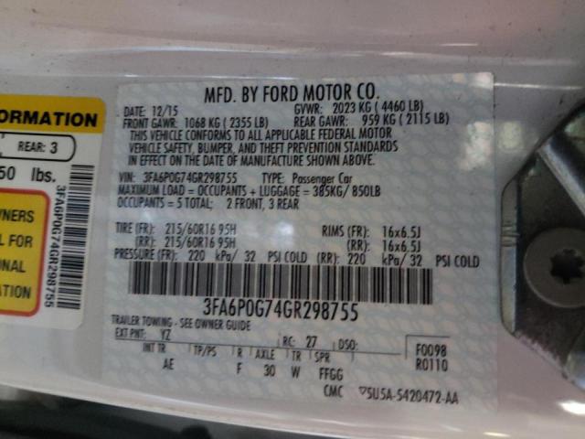Photo 10 from auction – 2016 FORD FUSION S with VIN 3FA6P0G74GR298755