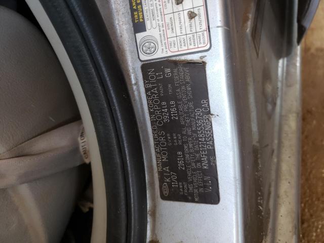 Photo 10 from auction – 2008 KIA SPECTRA EX with VIN KNAFE121485536730