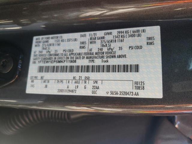 Photo 10 from auction – 2021 FORD F150 SUPER with VIN 1FTEW1EP5MKF11908