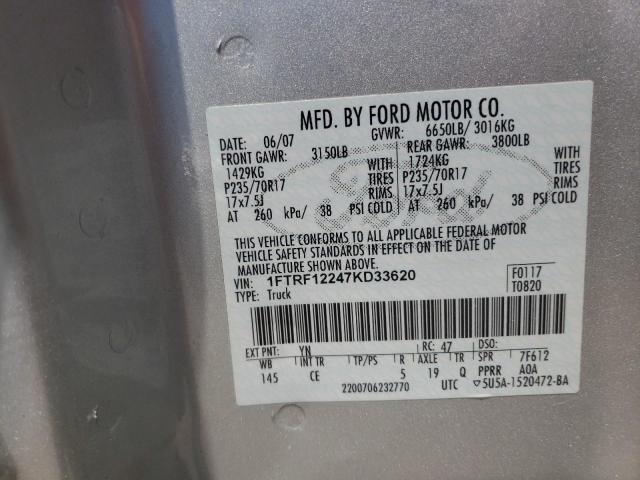 Photo 10 from auction – 2007 FORD F150 with VIN 1FTRF12247KD33620