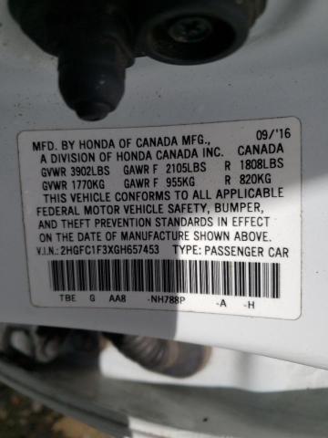 Photo 10 from auction – 2016 HONDA CIVIC EX with VIN 2HGFC1F3XGH657453