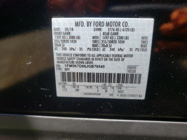 Photo 10 from auction – 2018 FORD EXPLORER X with VIN 1FM5K7D86JGB79545