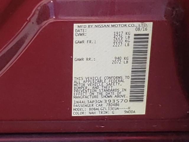 Photo 10 from auction – 2016 NISSAN ALTIMA 2.5 with VIN 1N4AL3AP3GN393570