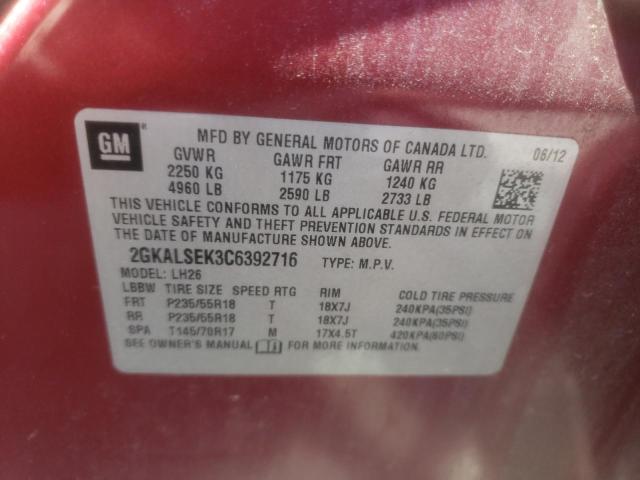 Photo 10 from auction – 2012 GMC TERRAIN SL with VIN 2GKALSEK3C6392716
