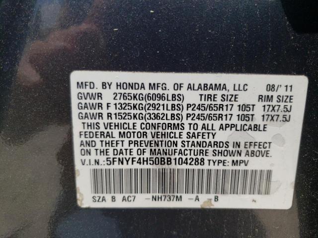 Photo 10 from auction – 2011 HONDA PILOT EXL with VIN 5FNYF4H50BB104288