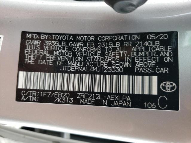 Photo 10 from auction – 2021 TOYOTA COROLLA LE with VIN JTDEPMAE4MJ123030