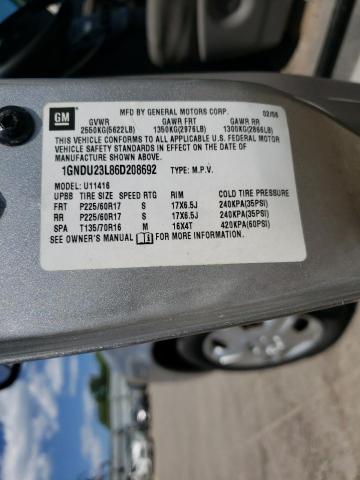 Photo 10 from auction – 2006 CHEVROLET UPLANDER L with VIN 1GNDU23L86D208692