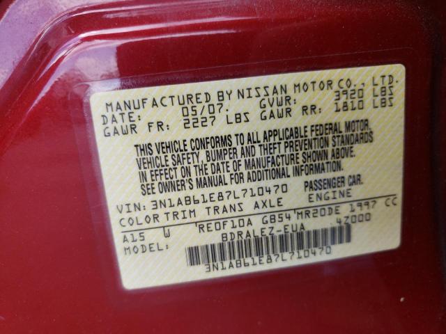 Photo 10 from auction – 2007 NISSAN SENTRA 2.0 with VIN 3N1AB61E87L710470