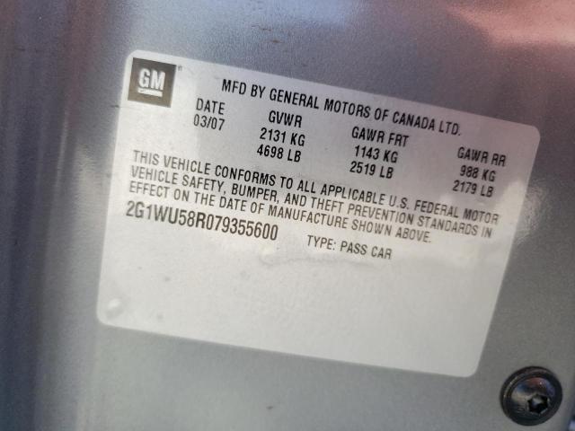 Photo 10 from auction – 2007 CHEVROLET IMPALA LTZ with VIN 2G1WU58R079355600