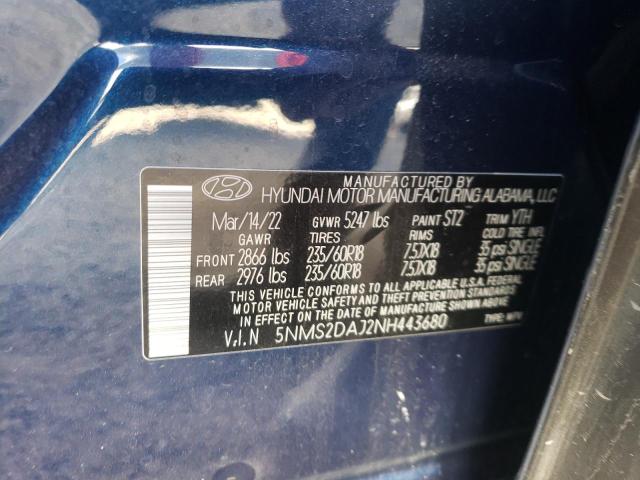 Photo 10 from auction – 2022 HYUNDAI SANTA FE S with VIN 5NMS2DAJ2NH443680