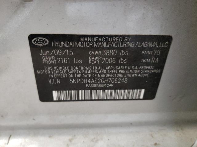 Photo 10 from auction – 2016 HYUNDAI ELANTRA SE with VIN 5NPDH4AE2GH706248