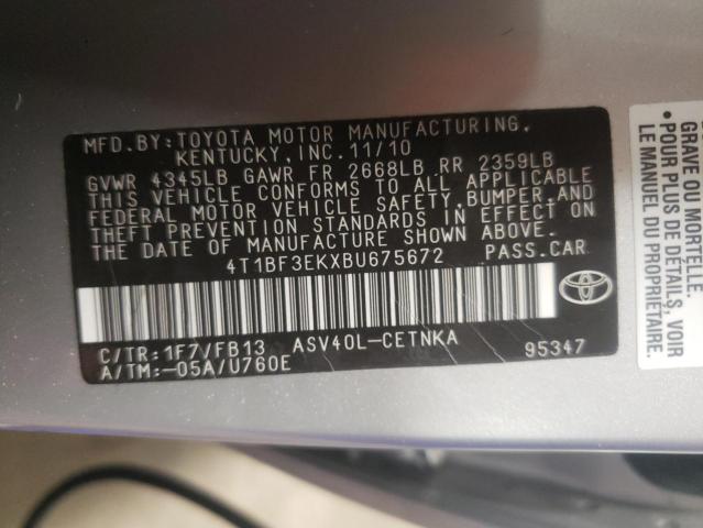 Photo 10 from auction – 2011 TOYOTA CAMRY BASE with VIN 4T1BF3EKXBU675672