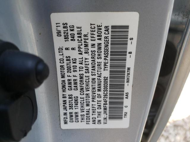 Photo 10 from auction – 2012 HONDA CIVIC HYBR with VIN JHMFB4F26CS003092