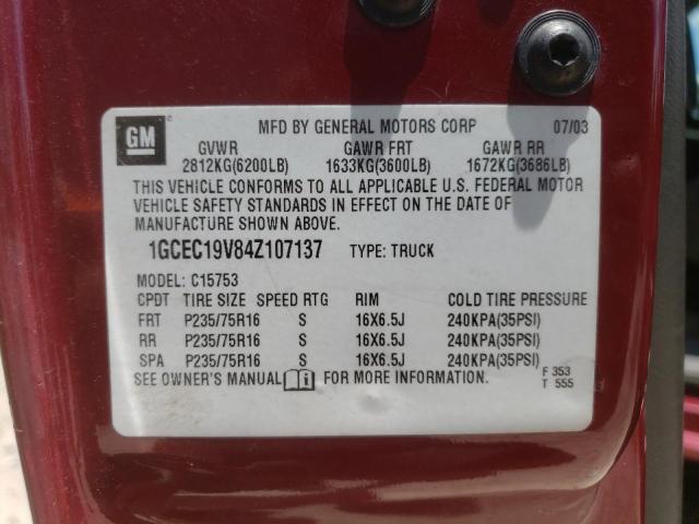 Photo 10 from auction – 2004 CHEVROLET SILVERADO with VIN 1GCEC19V84Z107137