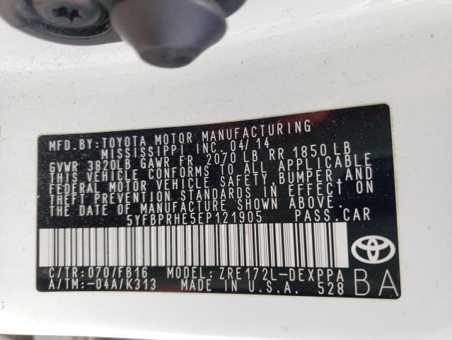 Photo 10 from auction – 2014 TOYOTA COROLLA EC with VIN 5YFBPRHE5EP121905