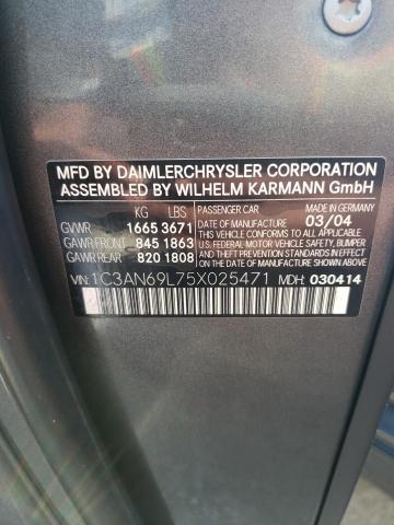 Photo 10 from auction – 2005 CHRYSLER CROSSFIRE with VIN 1C3AN69L75X025471