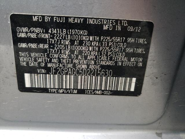 Photo 10 from auction – 2013 SUBARU CROSSTREK with VIN JF2GPAGC5D2215630